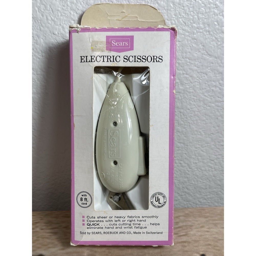Vintage SEARS Roebuck And Co Electric Fabric Sewing Scissors Switzerland Tested